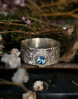 Aeona ring in sterling silver & blue topaz, bohemian, irish ring