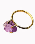 Raw Gemstone & Gold Rock Ring