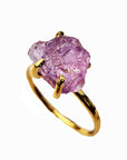 Raw Gemstone & Gold Rock Ring