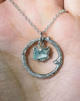 Ready to Wear Halo Pendant in Aquamarine
