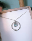 Ready to Wear Halo Pendant in Aquamarine