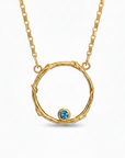 Blue Topaz & Gold Faerie Ring Pendant