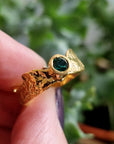 Gold & Emerald Thin Band Faerie Tale Ring