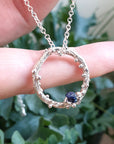 Raw Sapphire Encrusted Halo Pendant