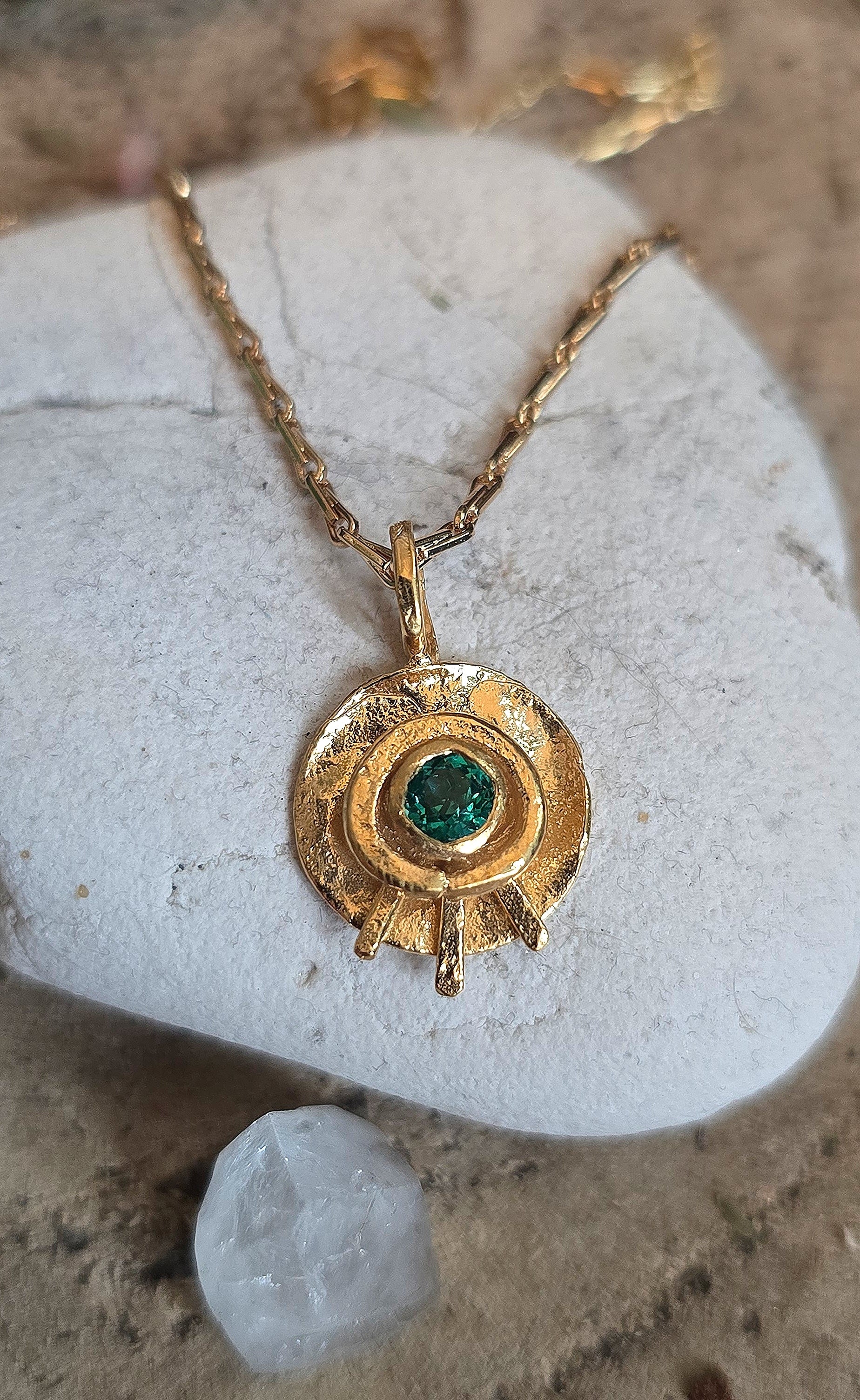 Gold Emerald Celestial Eye Pendant – Caroline Stokesberry-Lee