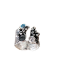 Blue Topaz/Aqua & CZ Adjustable Mermaid Ring