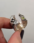 Peridot & Aquamarine Mermaid Ring in sterling silver