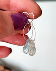 Mermaid Tears Hoop Earrings in Raw Aquamarine