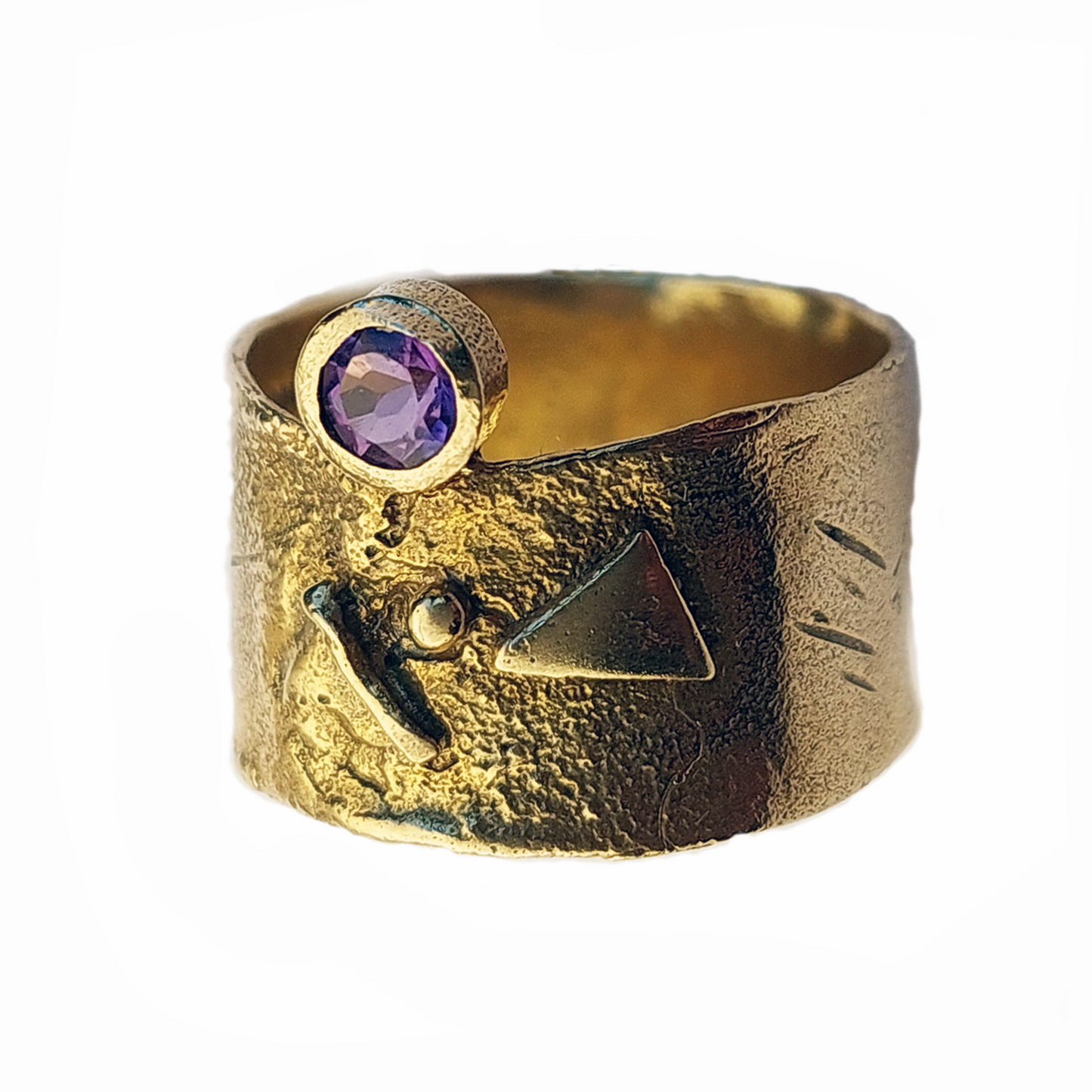 Amethyst & Gold Guardian Ring