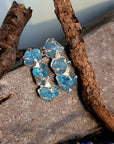 Triple Raw Blue Apatite Earrings