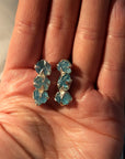 Triple Raw Blue Apatite Earrings