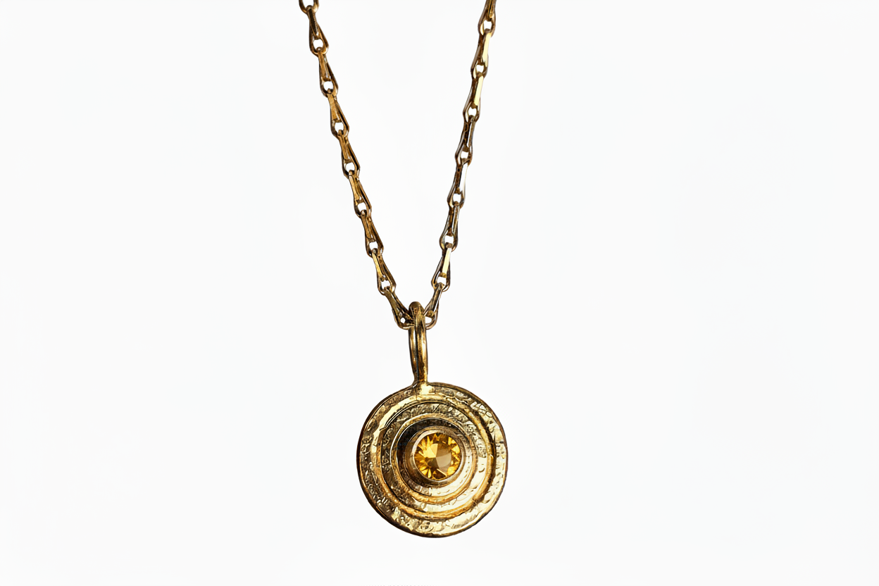 Gold Gemstone Orb Pendant