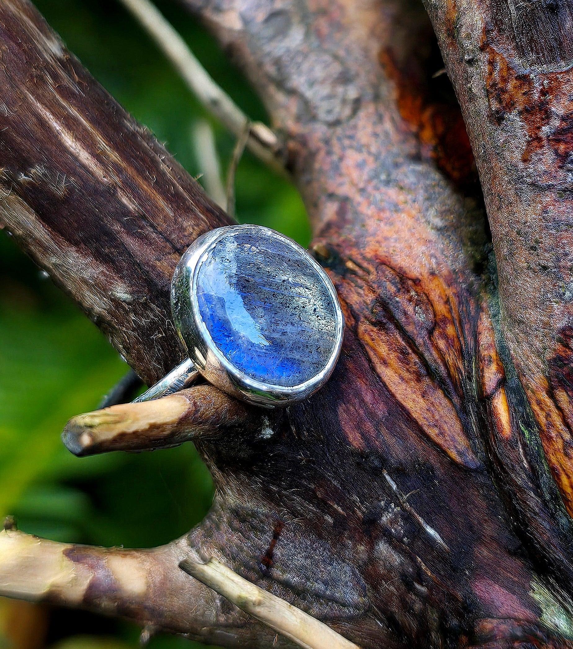Labradorite Gemstone Ring handmade by Caroline Stokesberry-Lee in Belfast