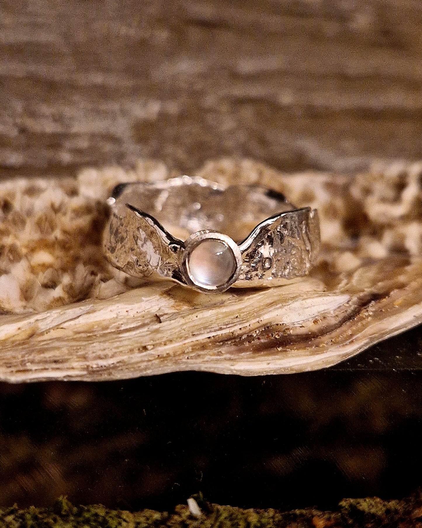 Mother of Pearl Thin Band Faerie Tale Ring