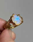 Handmade Moonstone Aeris Ring in 18ct Yellow Gold plated with natural tendrils