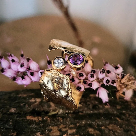 Amethyst & CZ Gold Faerie Tale Ring