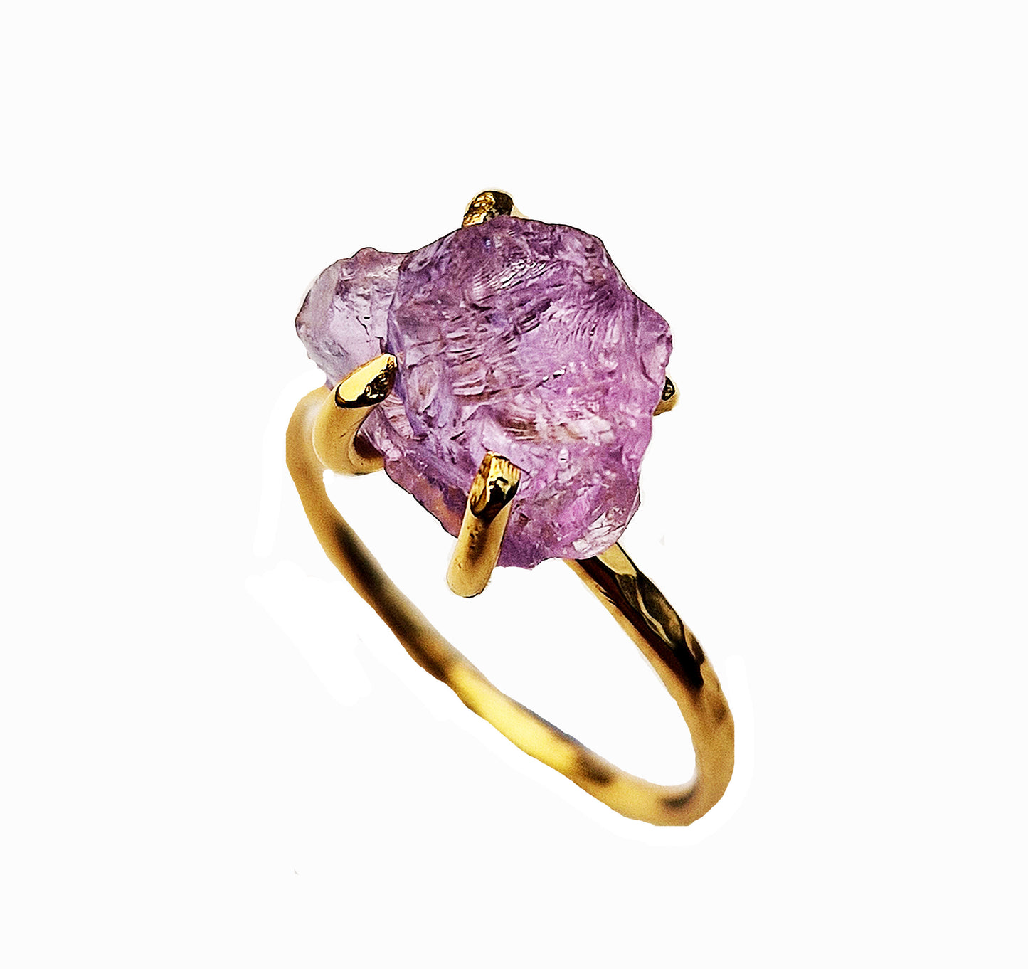 Raw Amethyst & Gold Rock Ring