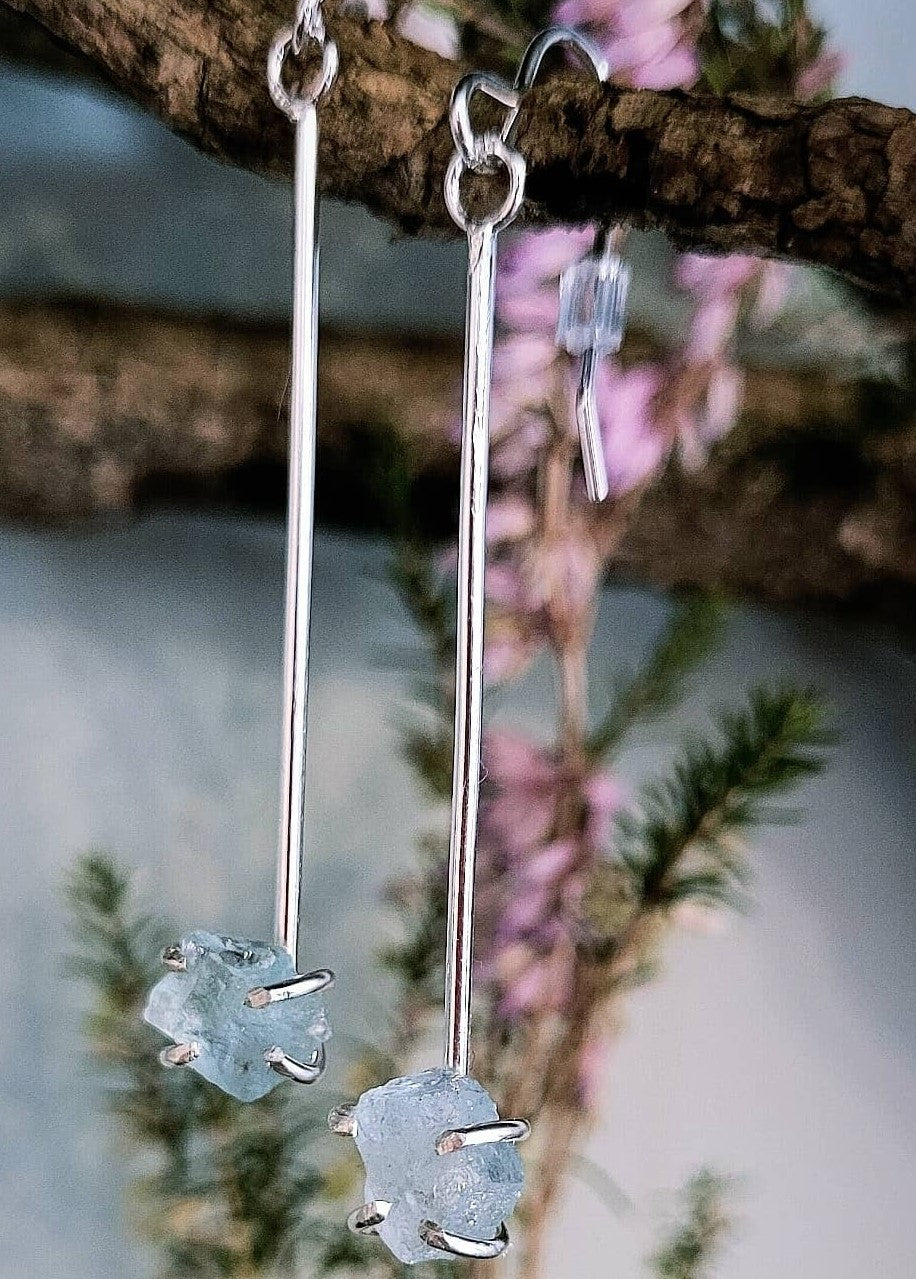 Ready to Wear Raw Aquamarine Drop Earrings