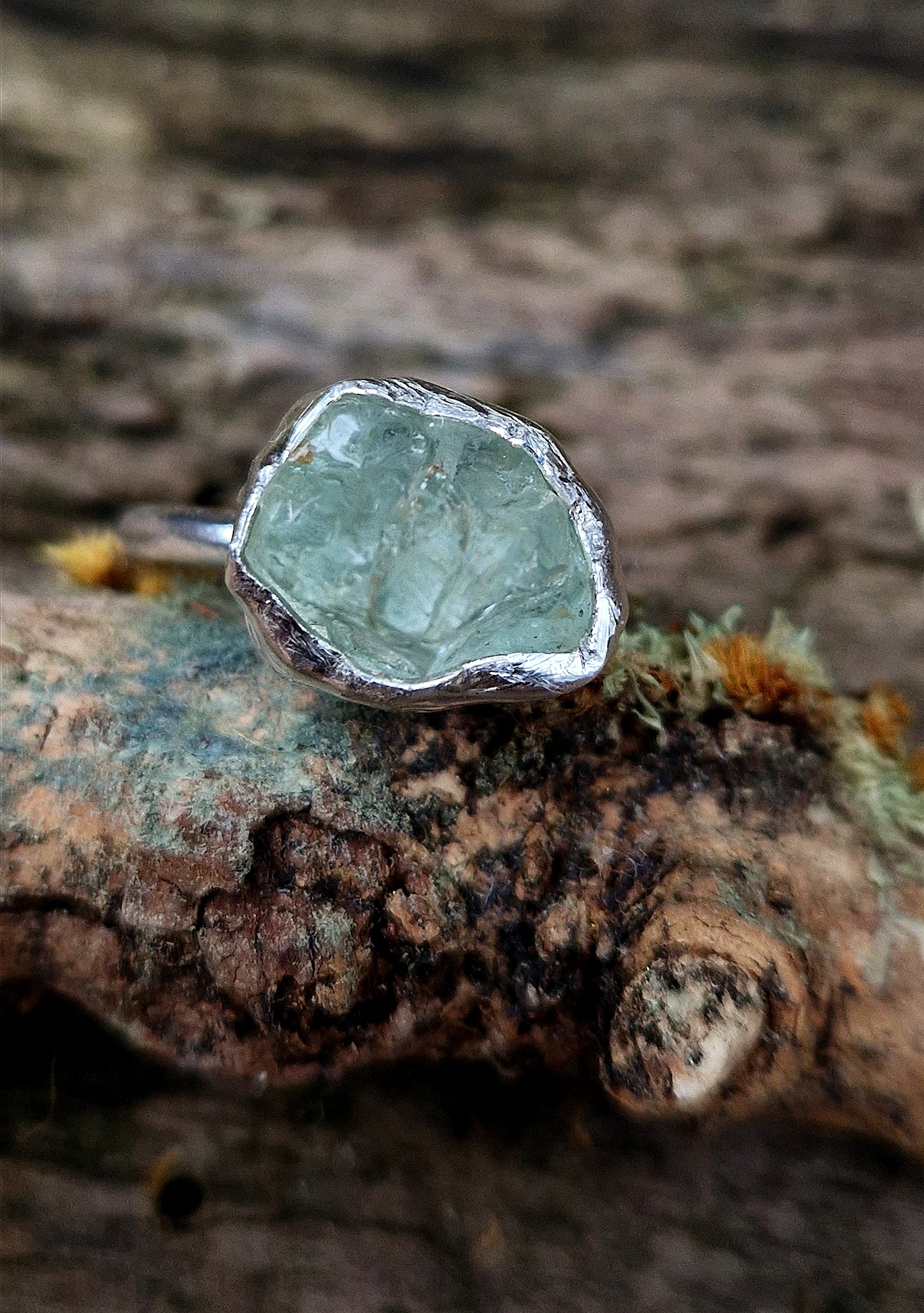 OOAK Raw Aquamarine Sacred Ring