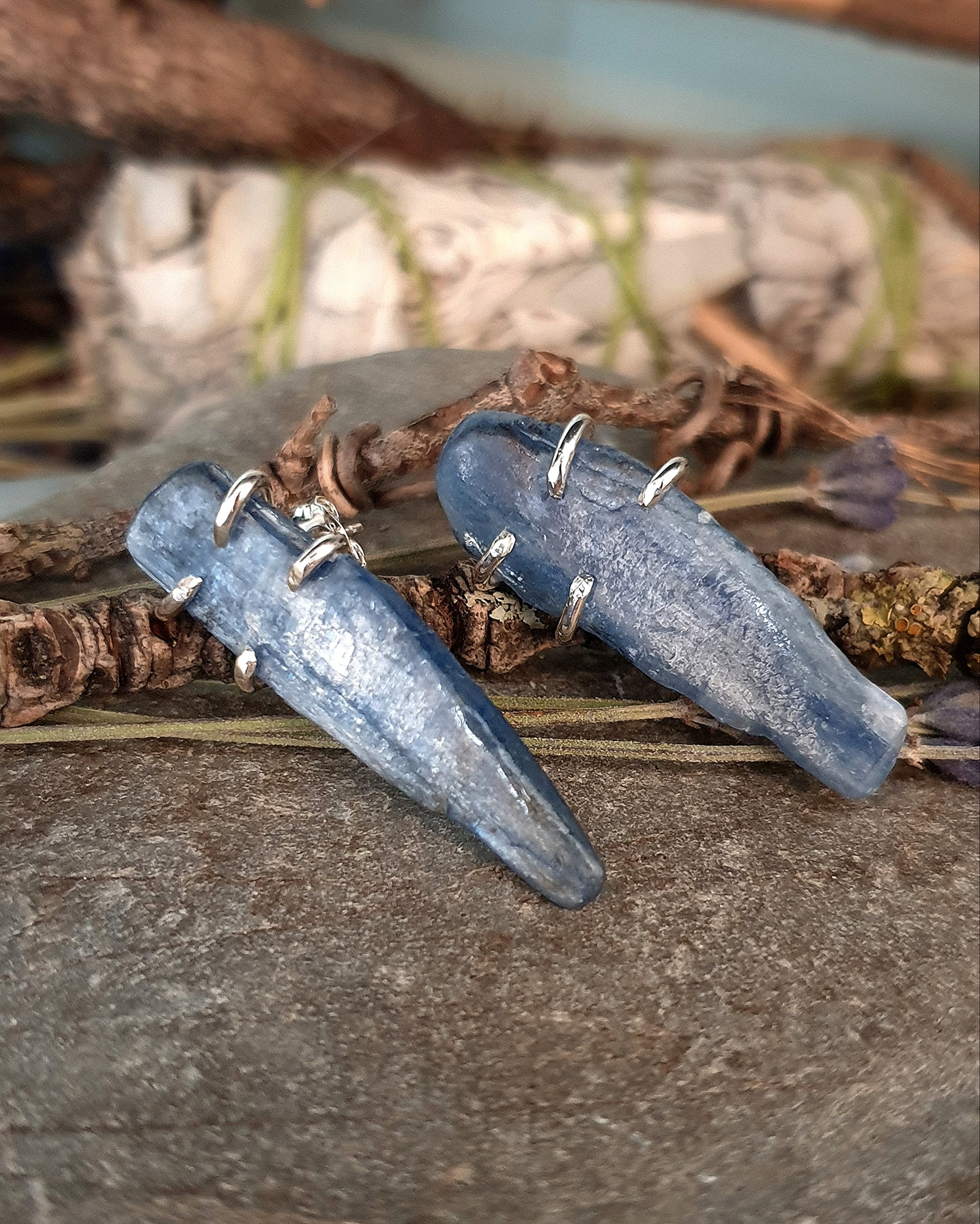 Ready to Wear Raw Blue Kyanite Shard Earrings