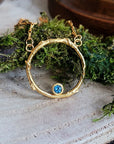 Blue Topaz & Gold Faerie Ring Pendant