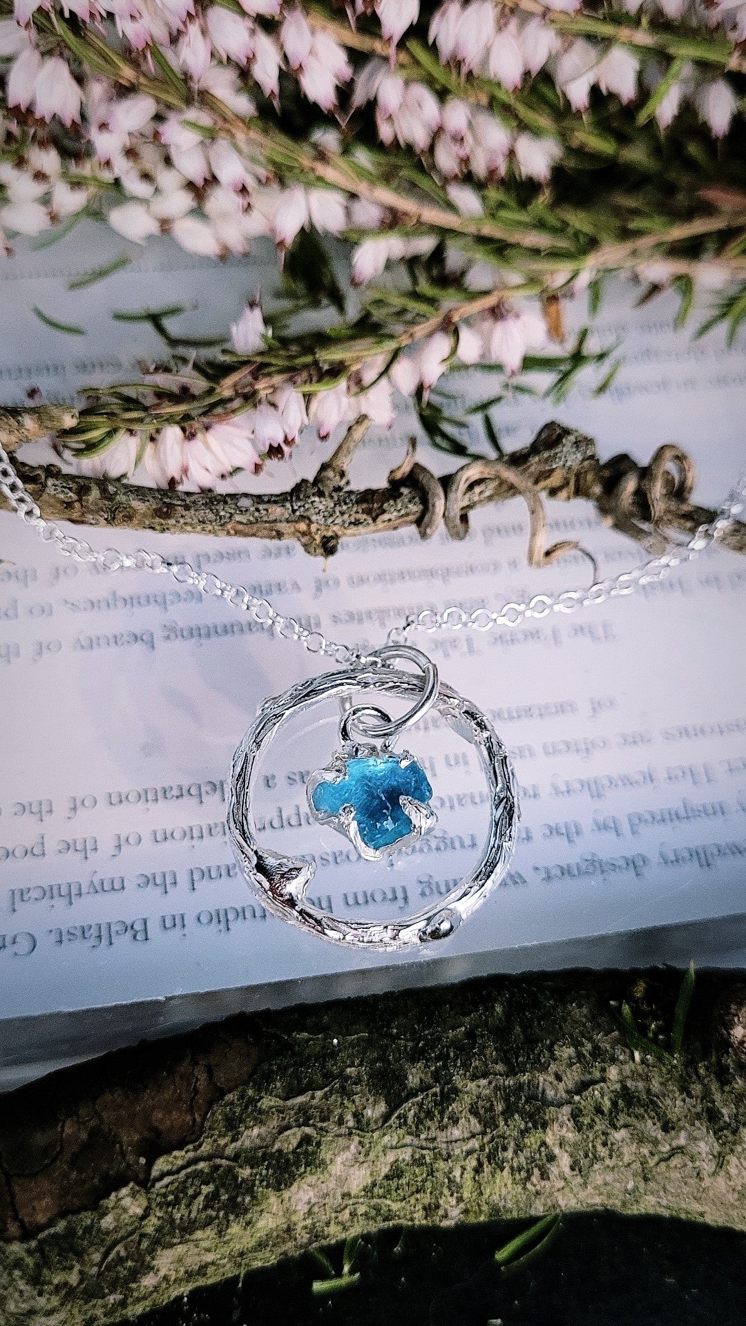 Ready to Wear Halo Pendant in Blue Apatite