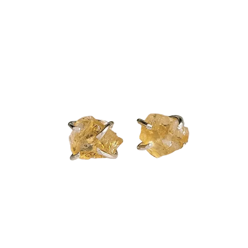 Raw Citrine Stud Earrings