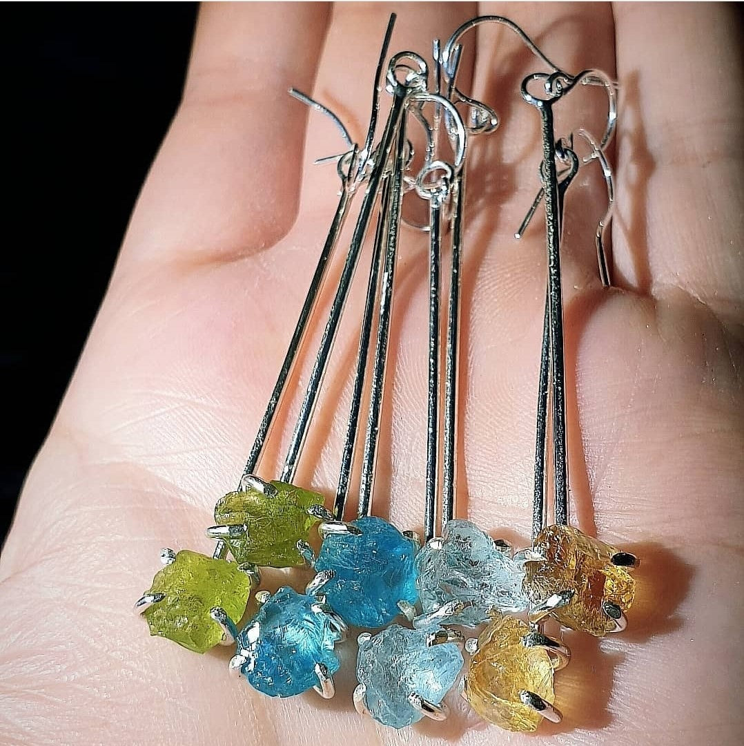 Ready to Wear Raw Aquamarine Drop Earrings