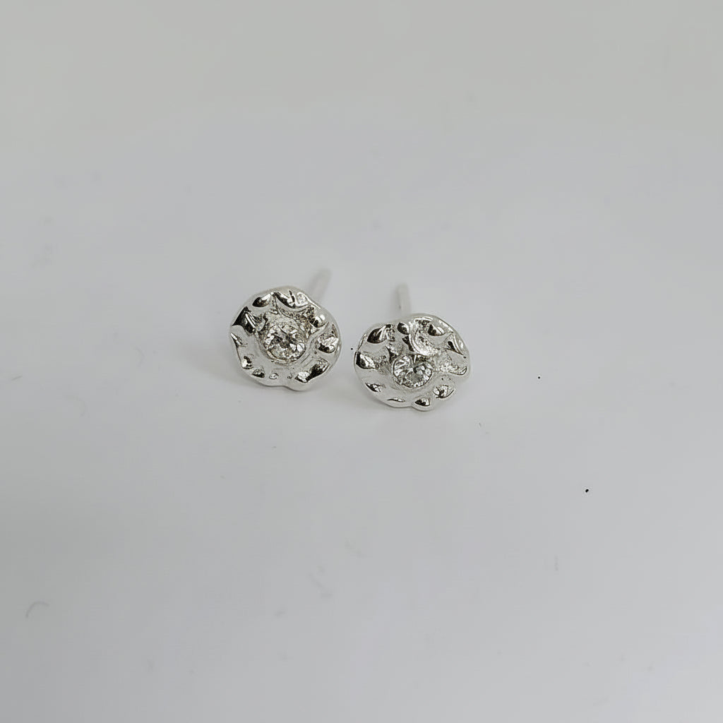 Pair of silver stud earrings, set with a faceted gemstone, bohemian inspired, pagan, irish  design, belfast city