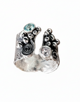 Blue Topaz/Aqua & CZ Adjustable Mermaid Ring