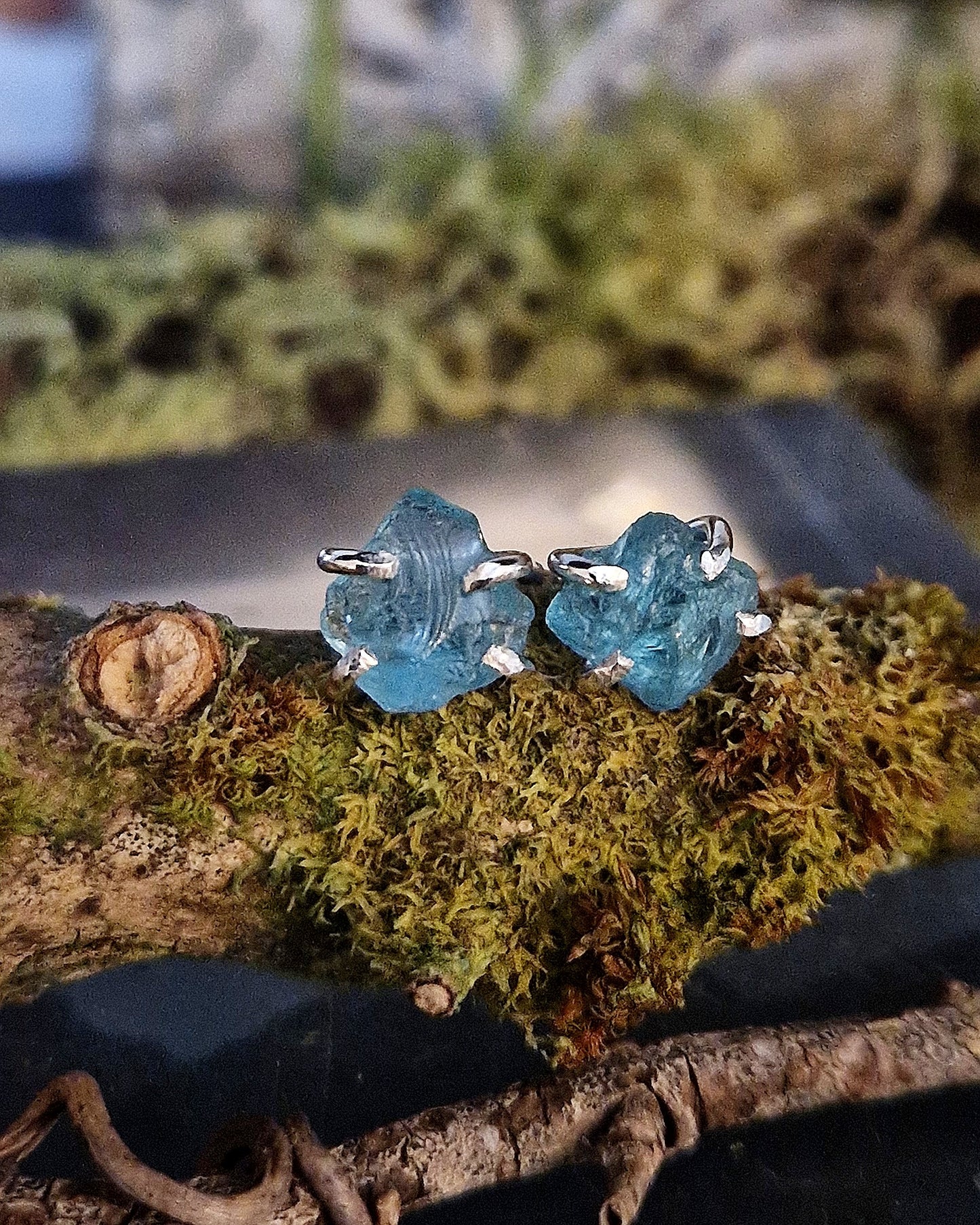 Raw Blue Apatite Earrings