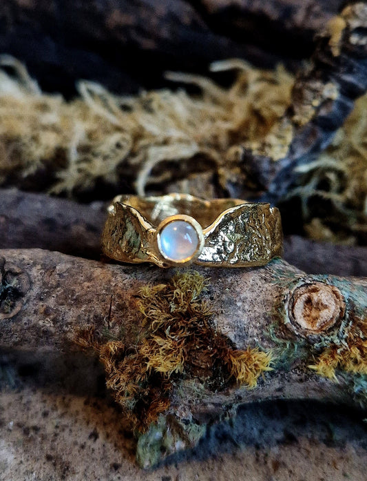 Pearl & Gold Thin Band Faerie Tale Ring