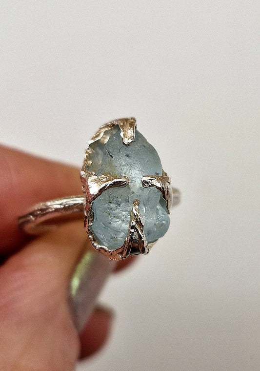 Ready to Wear Raw Aquamarine Wildflower Ring