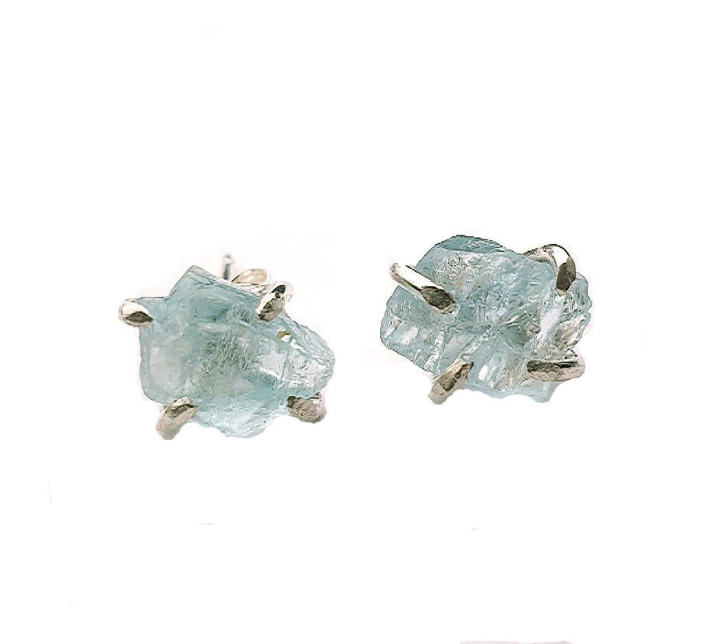 Ready to Wear Raw Aquamarine Earrings