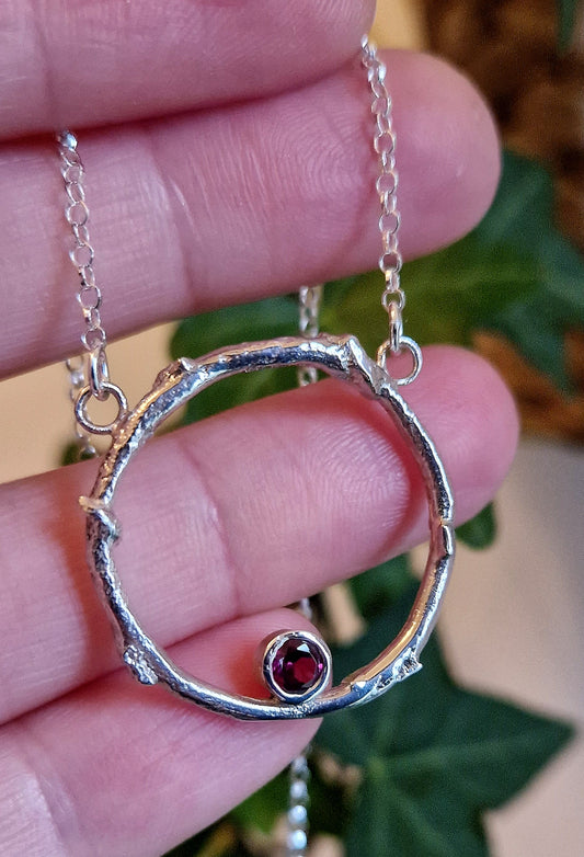 Rhodalite Garnet Faerie Ring Pendant