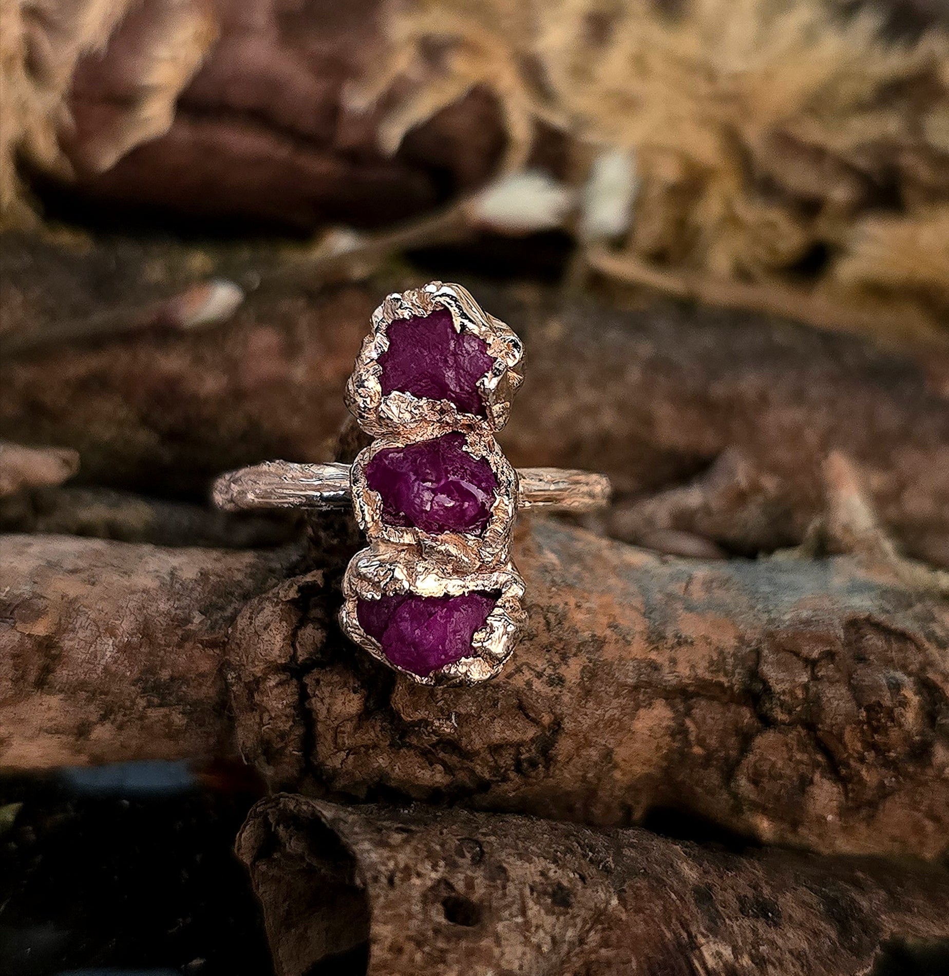 raw ruby ring bohemian irish design