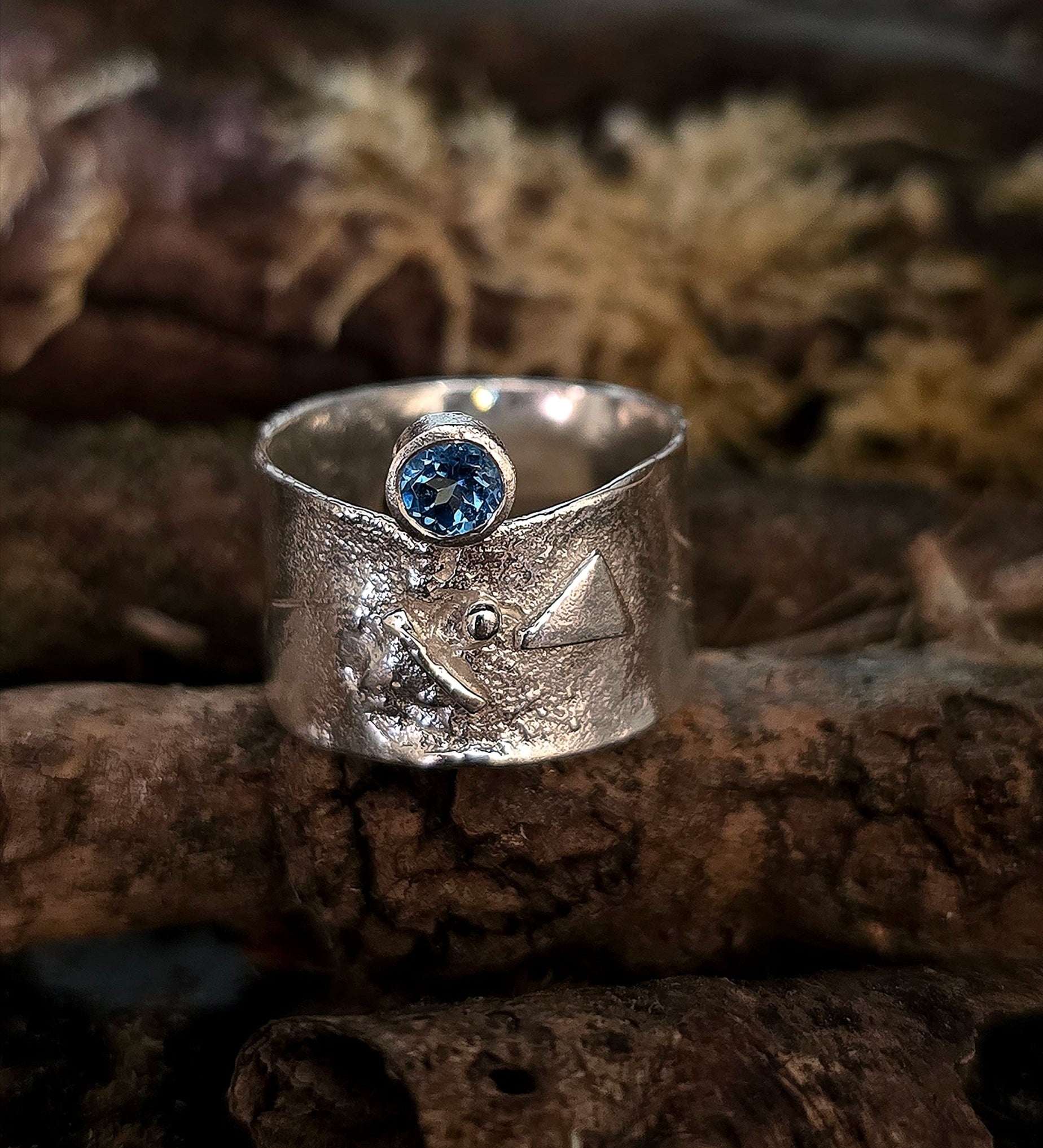 Sale blue topaz guardian ring sterling silver irish design