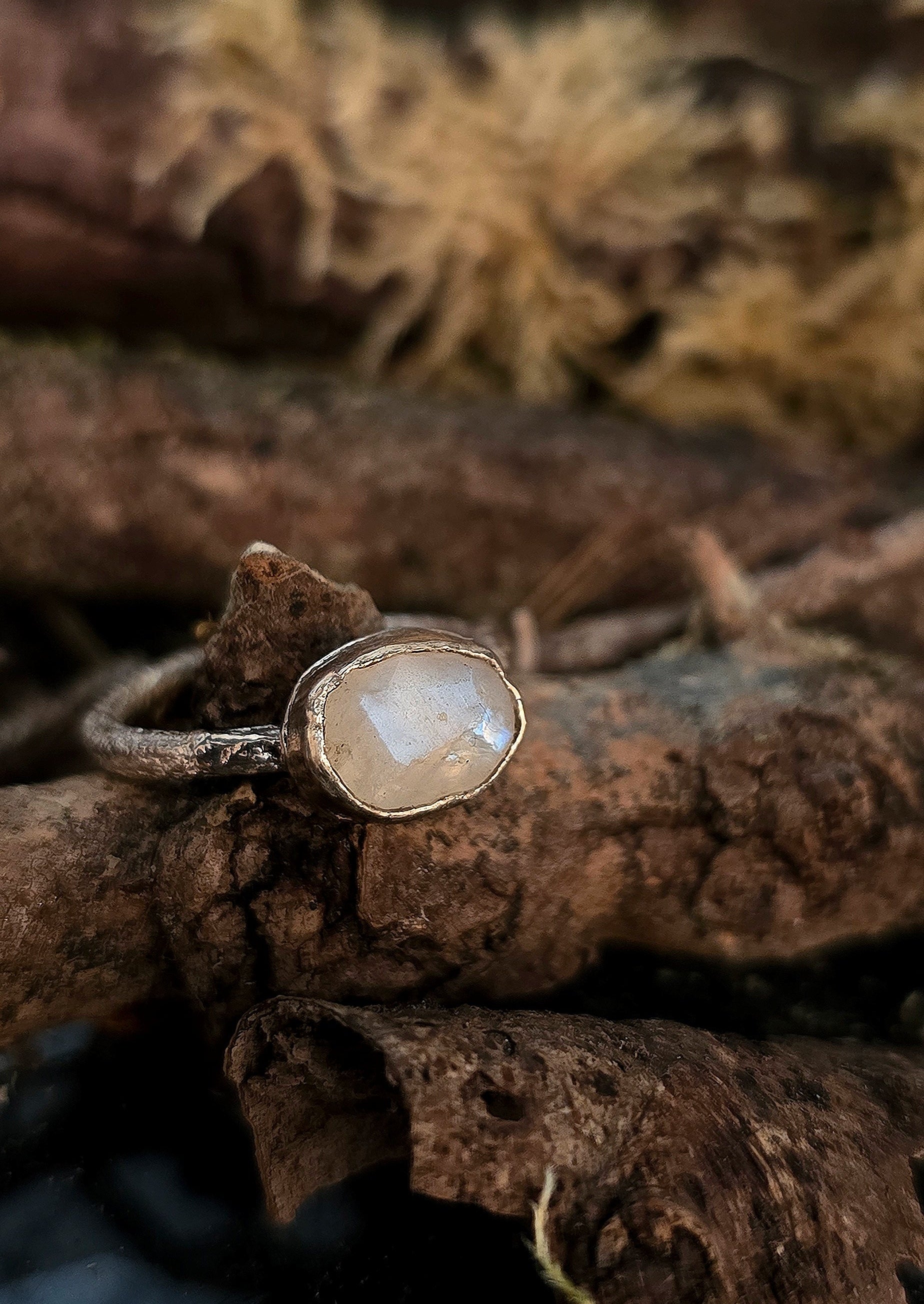 raw moonstone sterling silver ring irish made