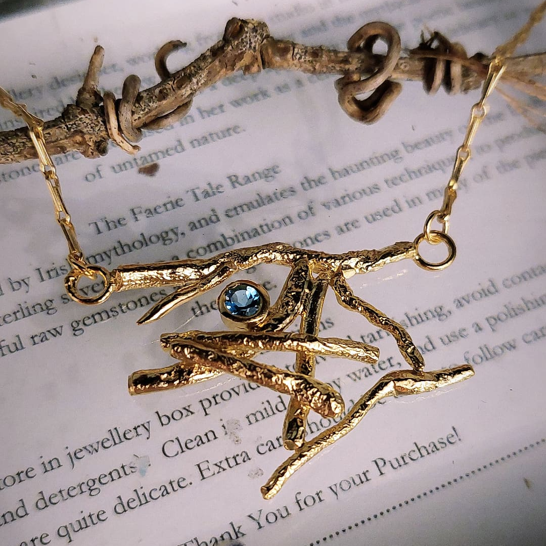 Gold &amp; Blue Topaz Faerie Tale Pendant