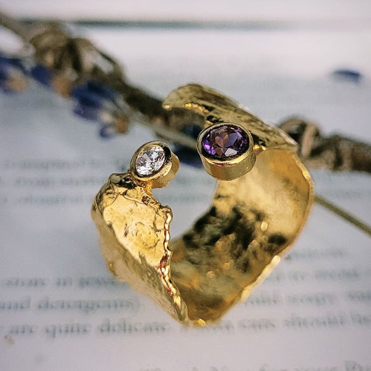 Amethyst & CZ Gold Faerie Tale Ring