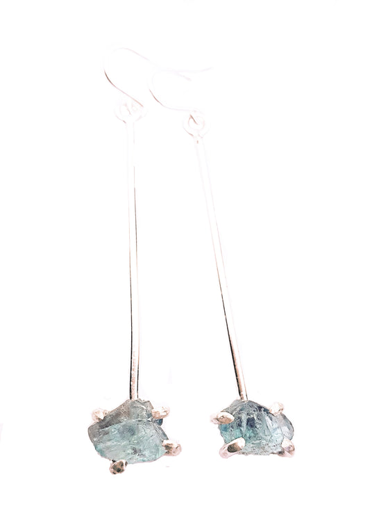 Raw Aquamarine Drop Earrings