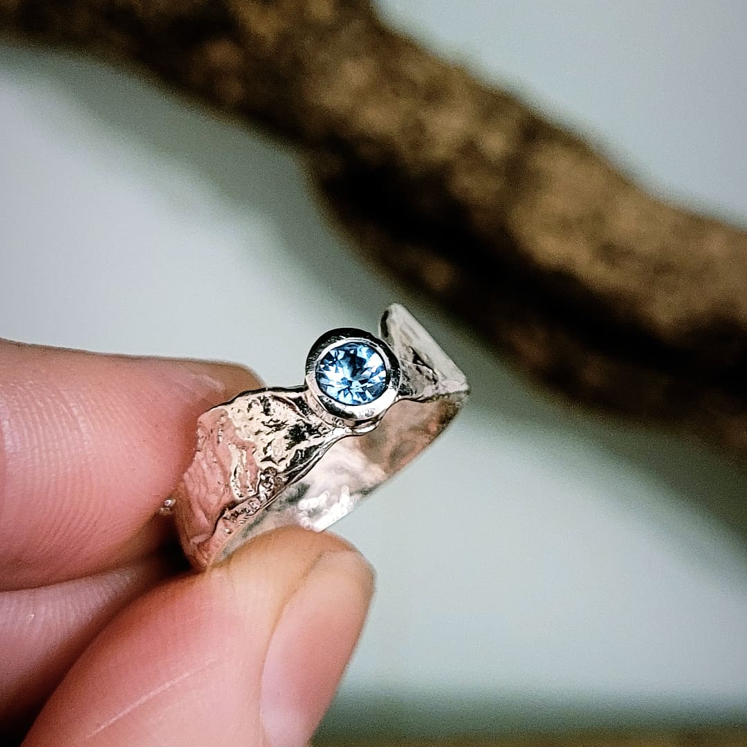 Blue Topaz Thin Band Faerie Tale Ring