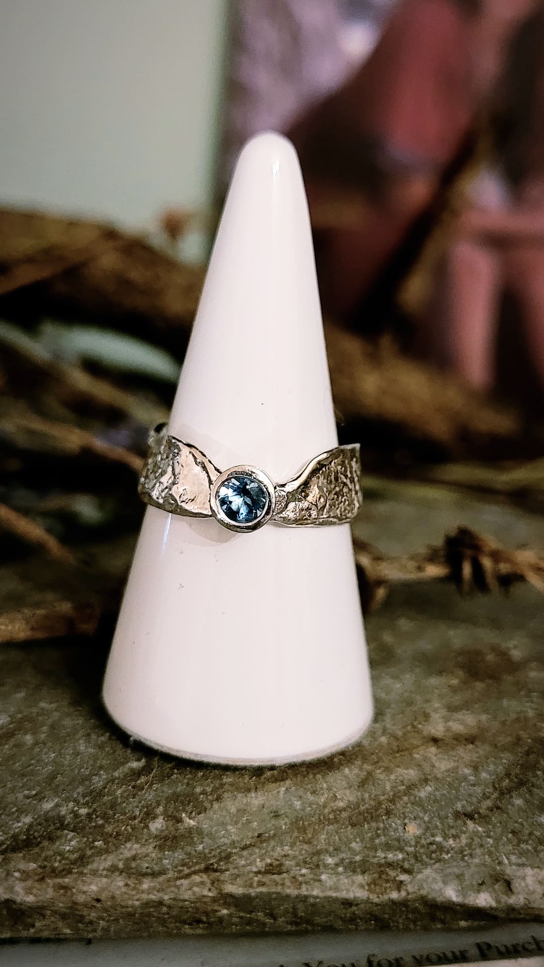 Blue Topaz Thin Band Faerie Tale Ring