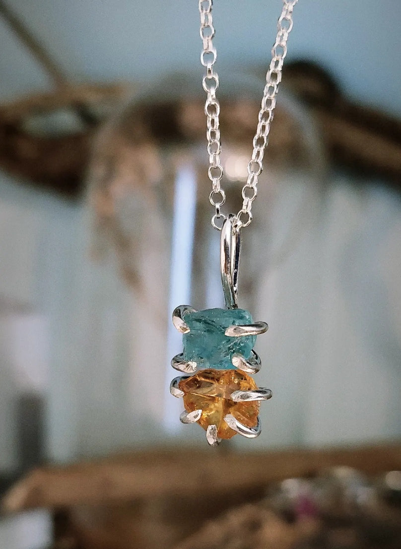 Ready to Wear Citrine &amp; Blue Apatite Elements Pendant