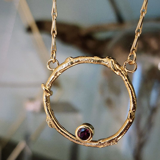 Gold & Garnet Faerie Ring Pendant