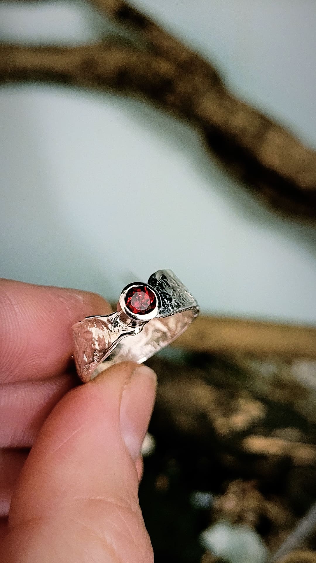 Garnet Thin Band Faerie Tale Ring