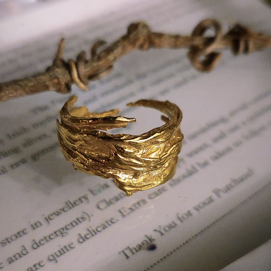 Gold Bark Ring