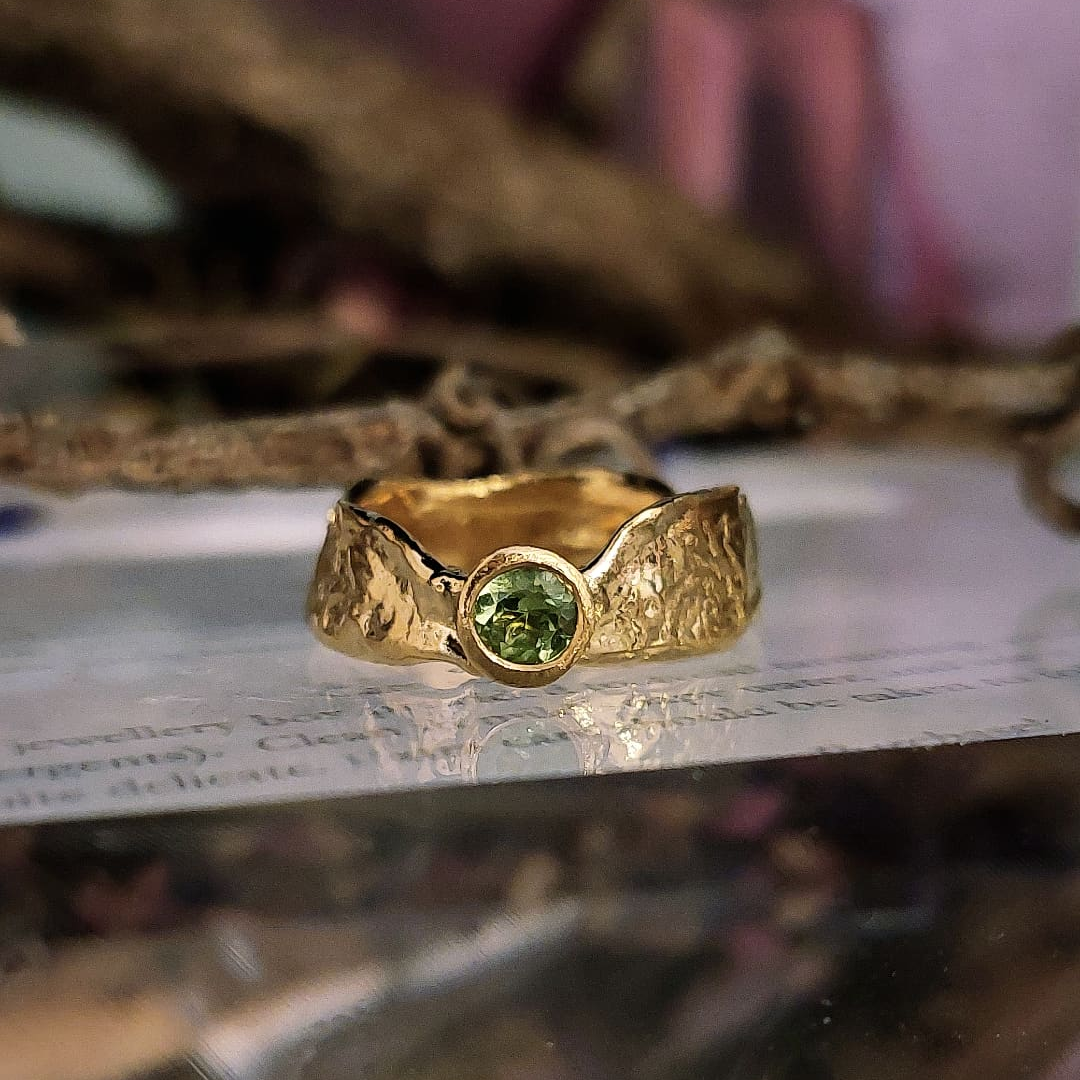 Gold & Peridot Thin Band Faerie Tale Ring