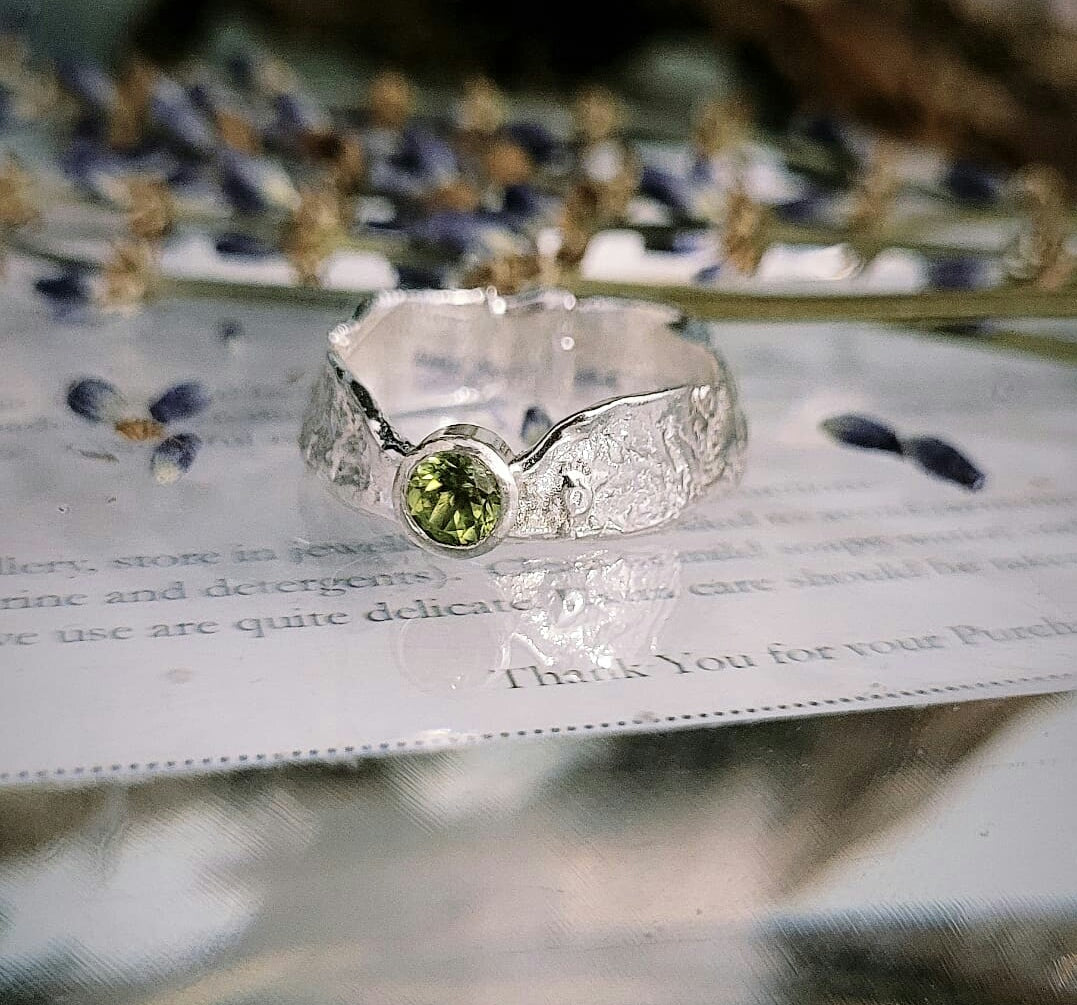 Ready to Wear Peridot Thin Band Faerie Tale Ring