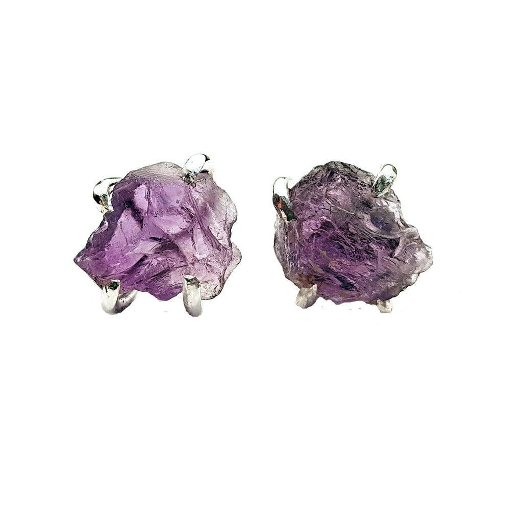 Raw Amethyst Earrings